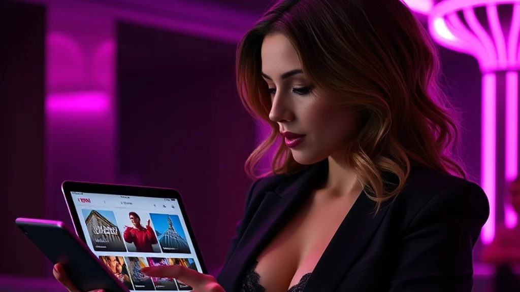 Femme consultant un annuaire de sites sur sa tablette