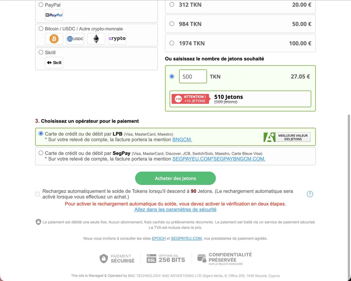 BongaCams : libellé BNGCM. sur le relevé bancaire